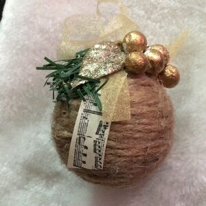 Rustic Twine Christmas Ornament with Gold Accents